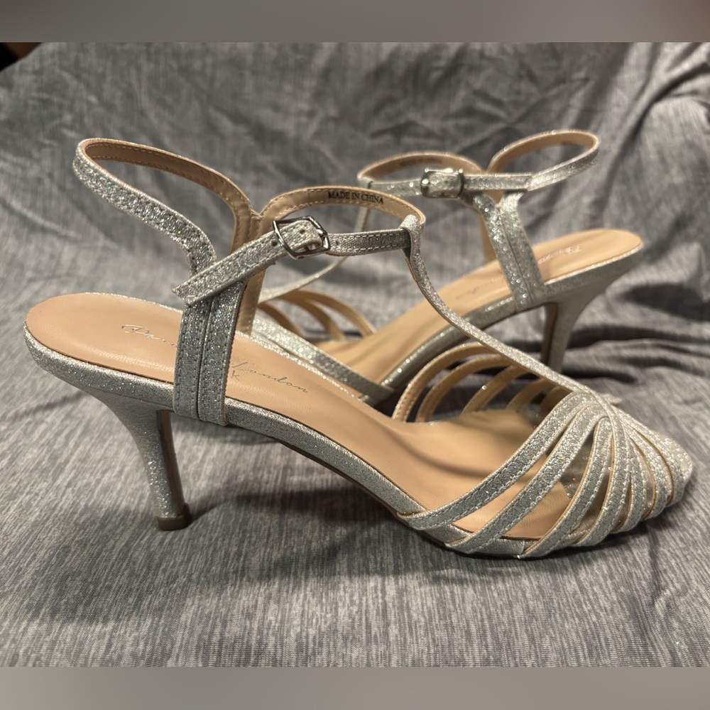 Glitter strappy heels